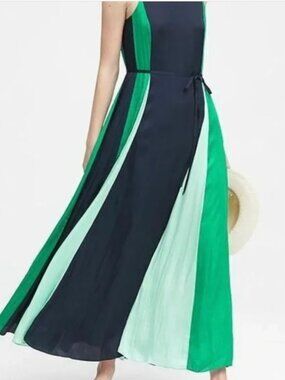 Banana Republic Navy, Green & Mint Paneled Maxi Dress Size 4